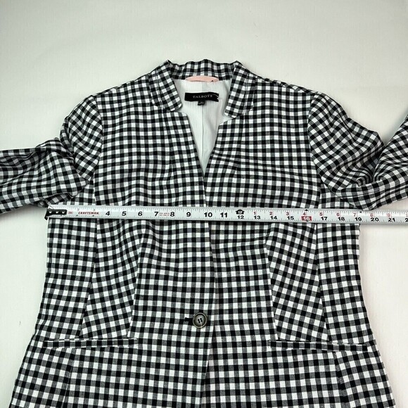 NWT Talbots Linen Blend Blazer sz 10 Jacket Gingham Check Lined Black White - Picture 7 of 11